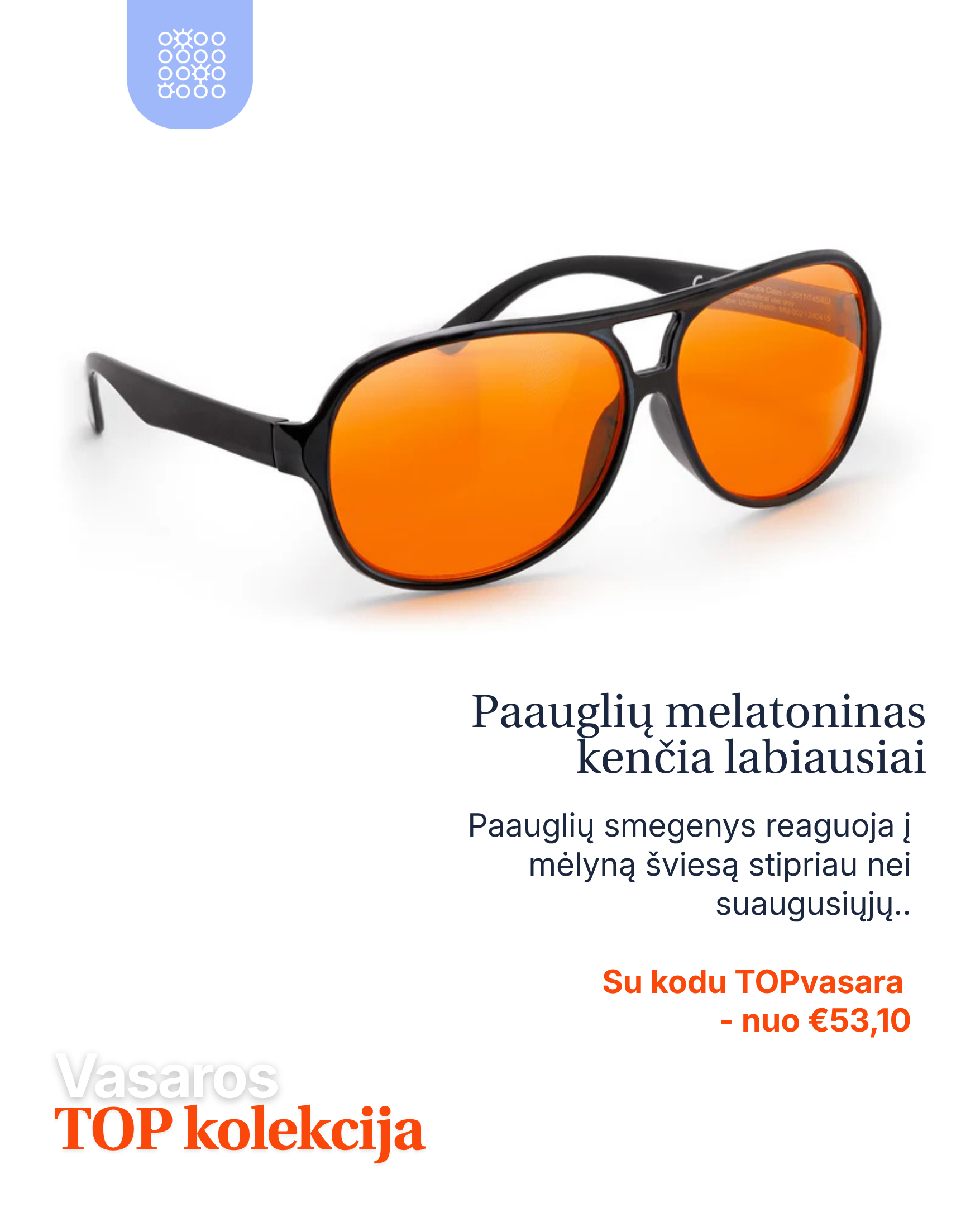 MelaMedic® BERN II – lengvi medicininiai mėlynos šviesos blokavimo akiniai kokybiškam miegui ir ramiam vakarui