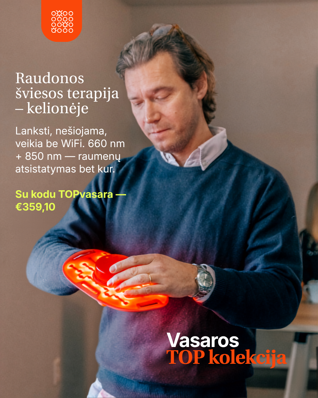 LumaFlex® ESSENTIAL nešiojama raudonos šviesos ir artimų infraraudonųjų spindulių (NIR) lempa