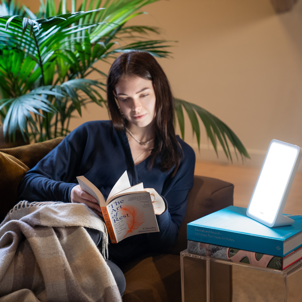 Mini - compact 10,000 lux light therapy lamp for mood, energy and sleep regulation